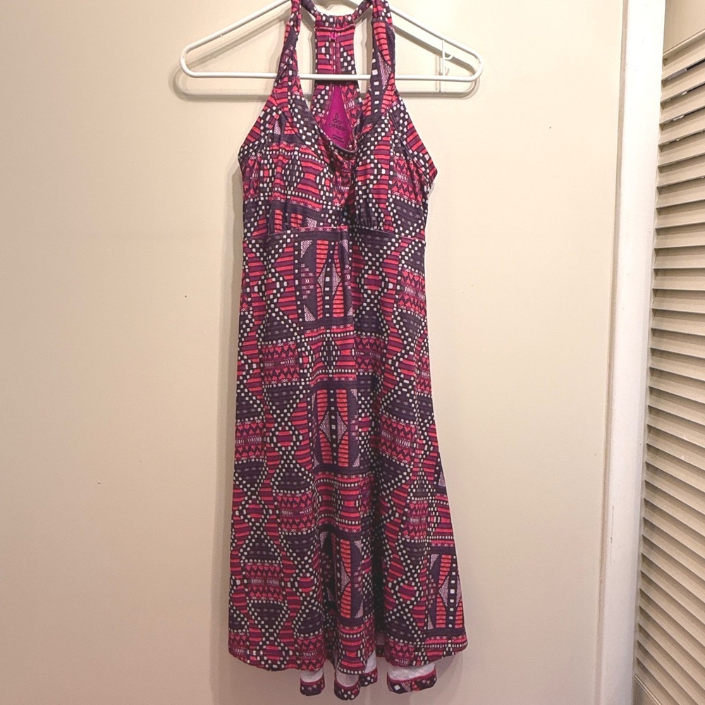 Prana Dress Small Pink Purple Geometric Sleeveless Athletic Casual Mini‎